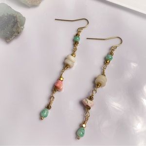 22. Blue, Pink and White Dangle Earrings